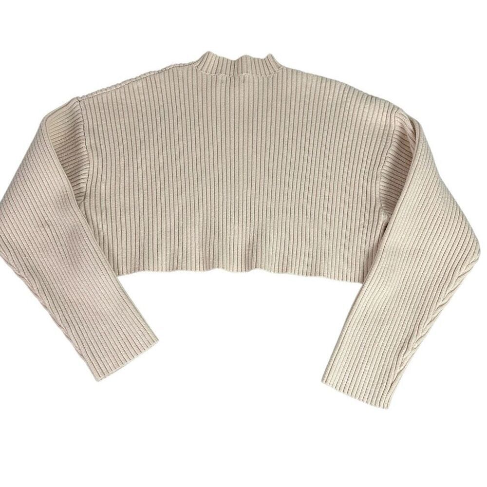 Mable Cropped Ribbed Sweater Size Large Mock Neck - Picture 3 of 9